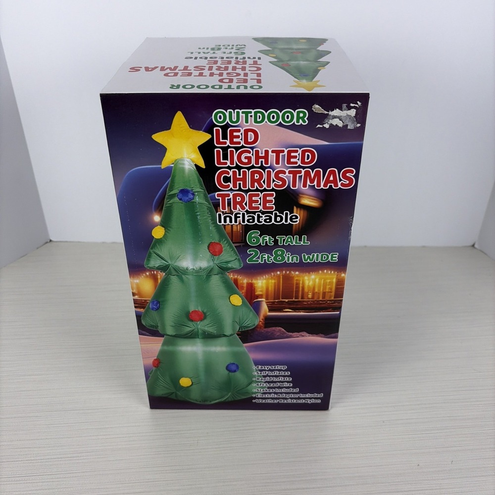 GIANT 6 Ft LED Inflatable Christmas Tree Multicolor Lights Up Yard Decor NEW